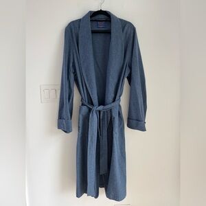 Vintage PENDLETON 100% Pure Virgin Wool Bathrobe Blue USA Made Large